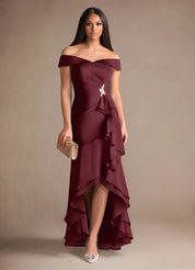 Augday Billings Mermaid Off the Shoulder Stretch Satin Dress