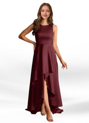 Augday Niles A-Line Trains Stretch Satin Dress