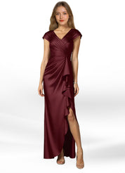 Augday Anderson A-Line Pleated Stretch Satin Dress