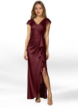 Augday Anderson A-Line Pleated Stretch Satin Dress