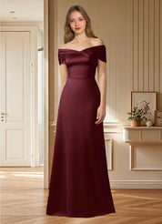 Augday Amelia A-Line Off the Shoulder Stretch Satin Dress