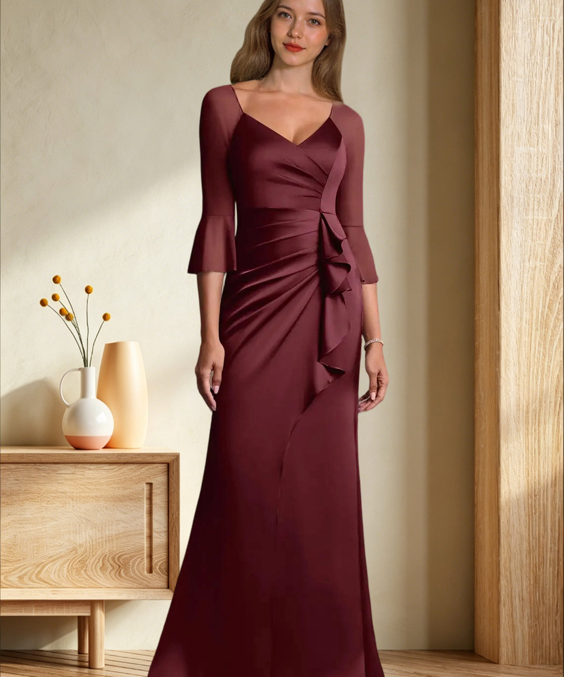 Augday Nampa Sheath Pleated Mesh Dress