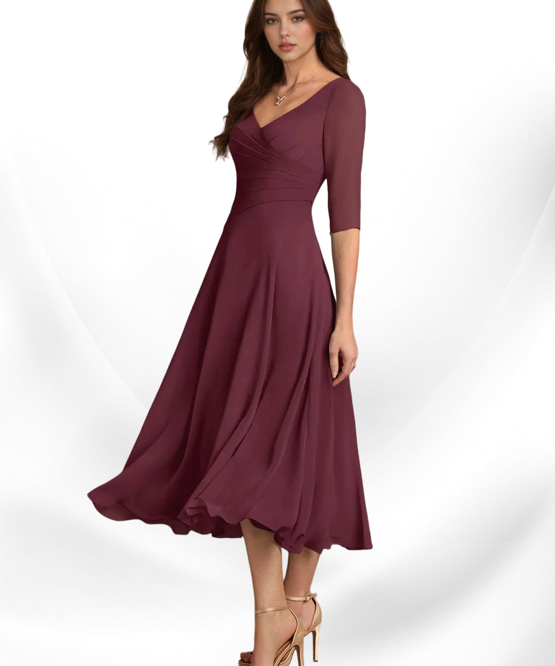 Augay Durant A-Line Pleated Chiffon Dress