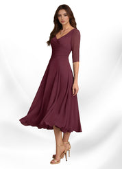 Augay Durant A-Line Pleated Chiffon Dress