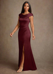 Augday Irvine A-Line Pleated Stretch Satin Dress
