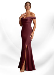 Augday  Mermaid Off the Shoulder Stretch Satin Dress