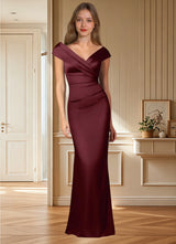 Augday Ludlow Mermaid Pleated Stretch Satin Dress