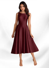 Augday Fulton A-Line Pleated Stretch Satin Dress