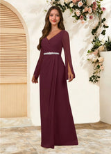 Augday Belinda A-Line V-Neck Pleated Chiffon Dress
