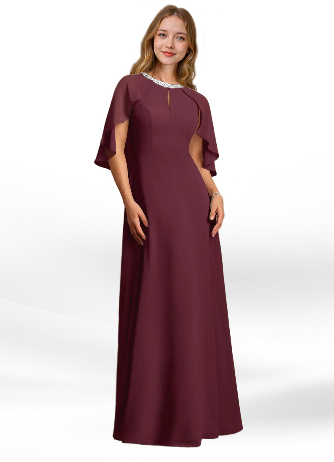 Augday Winnifred A-Line Beaded Chiffon Dress