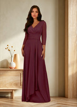 Augday Annetta A-Line V-Neck Pleated Mesh Dress