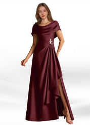 Augday Branford A-Line Pleated Stretch Satin Dress