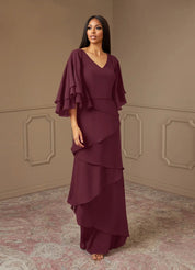 Augday OHara A-Line V-Neck Chiffon Dress
