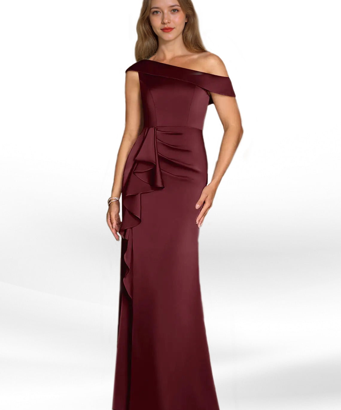 Augday Hamptons A-Line Pleated Stretch Satin Dress