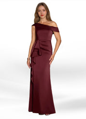 Augday Hamptons A-Line Pleated Stretch Satin Dress