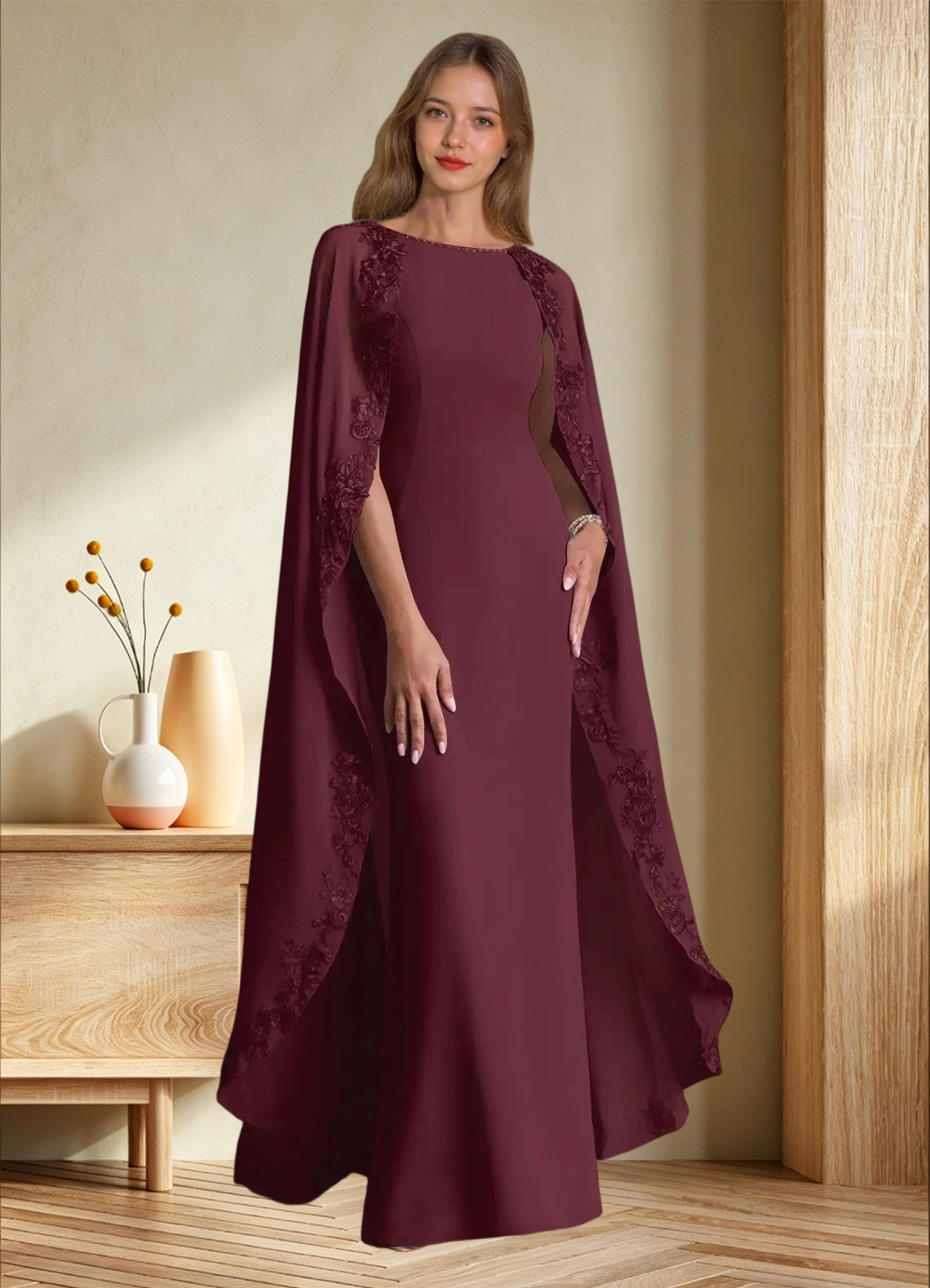 Augday Artemisia Sheath Lace Chiffon Dress