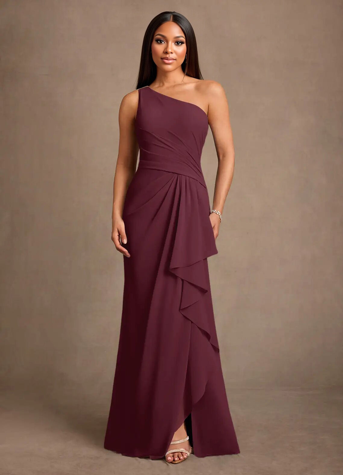 Augday Floy Sheath One Shoulder Chiffon Dress
