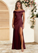 Augday Bedford Sheath Pleated Stretch Satin Dress