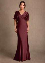Augday Dosia Sheath Pleated Stretch Satin Dress
