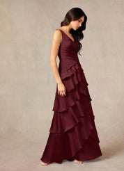 Augday Viola A-Line Pleated Stretch Satin Dress
