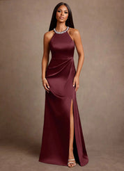Augday Lawrence A-Line Pleated Stretch Satin Dress