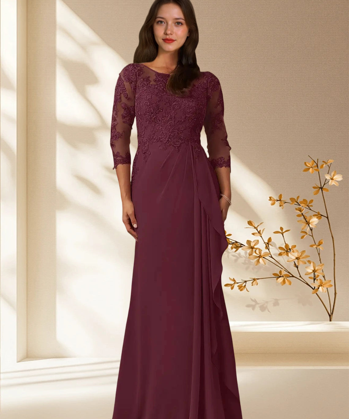 Augday Calanthe A-Line Scoop Chiffon Dress