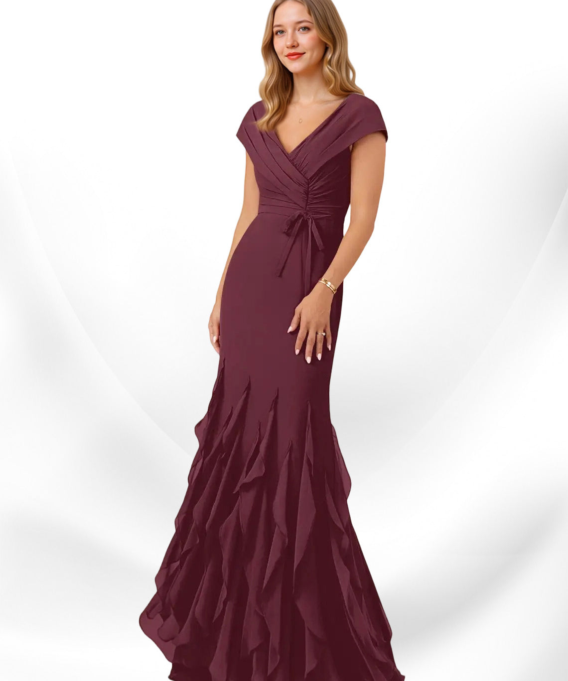Augday Bailora Mermaid Ruched Chiffon Dress