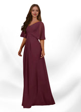 Augday Oksana A-Line V-Neck Pleated Chiffon Dress