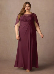 Augday Hera Mother of the Bride Dresses A-Line Lace Capelet Chiffon Dress Plus Size