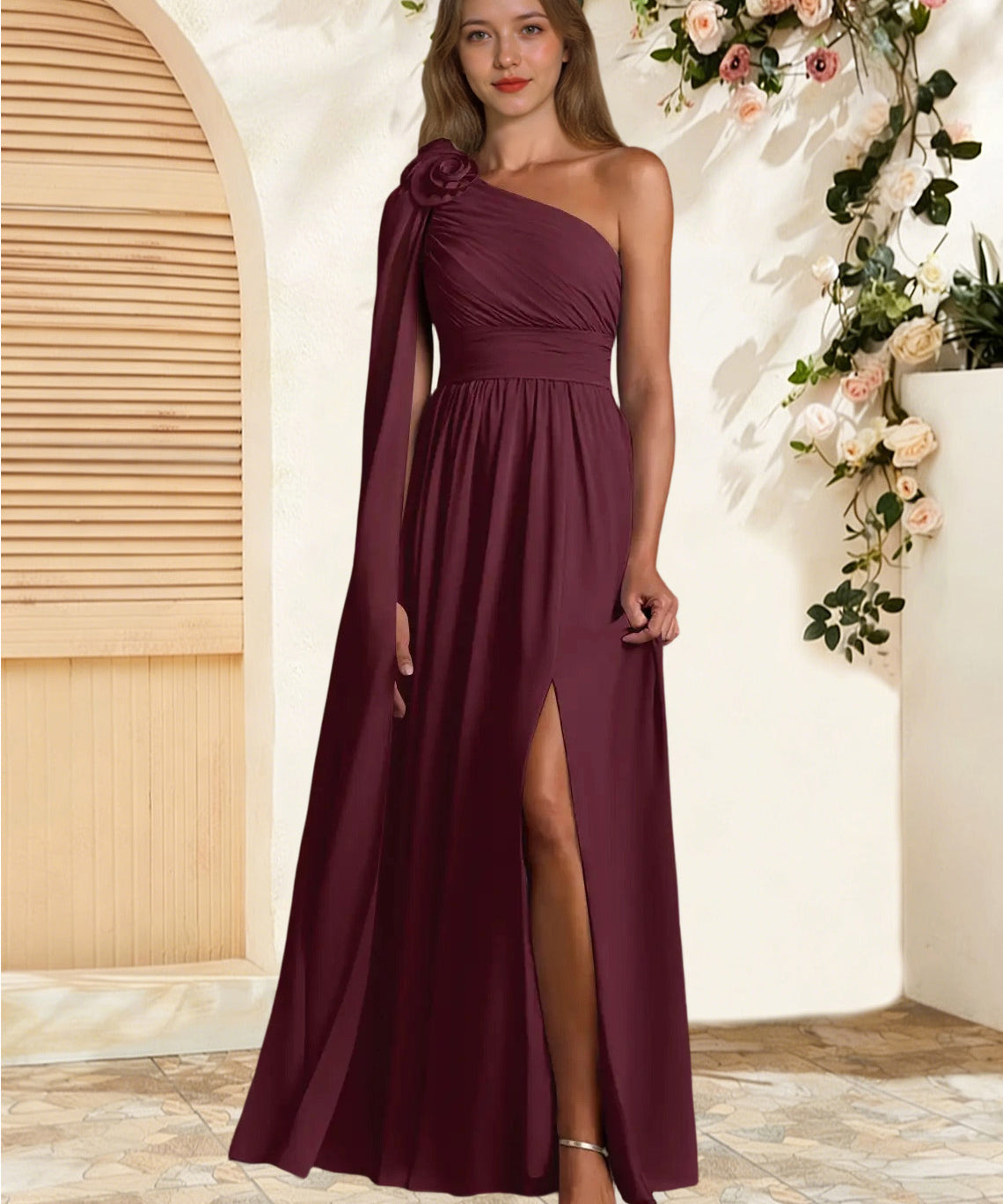 Augday Lancaster A-Line One Shoulder Chiffon Dress