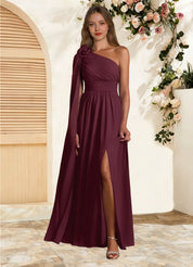 Augday Lancaster A-Line One Shoulder Chiffon Dress