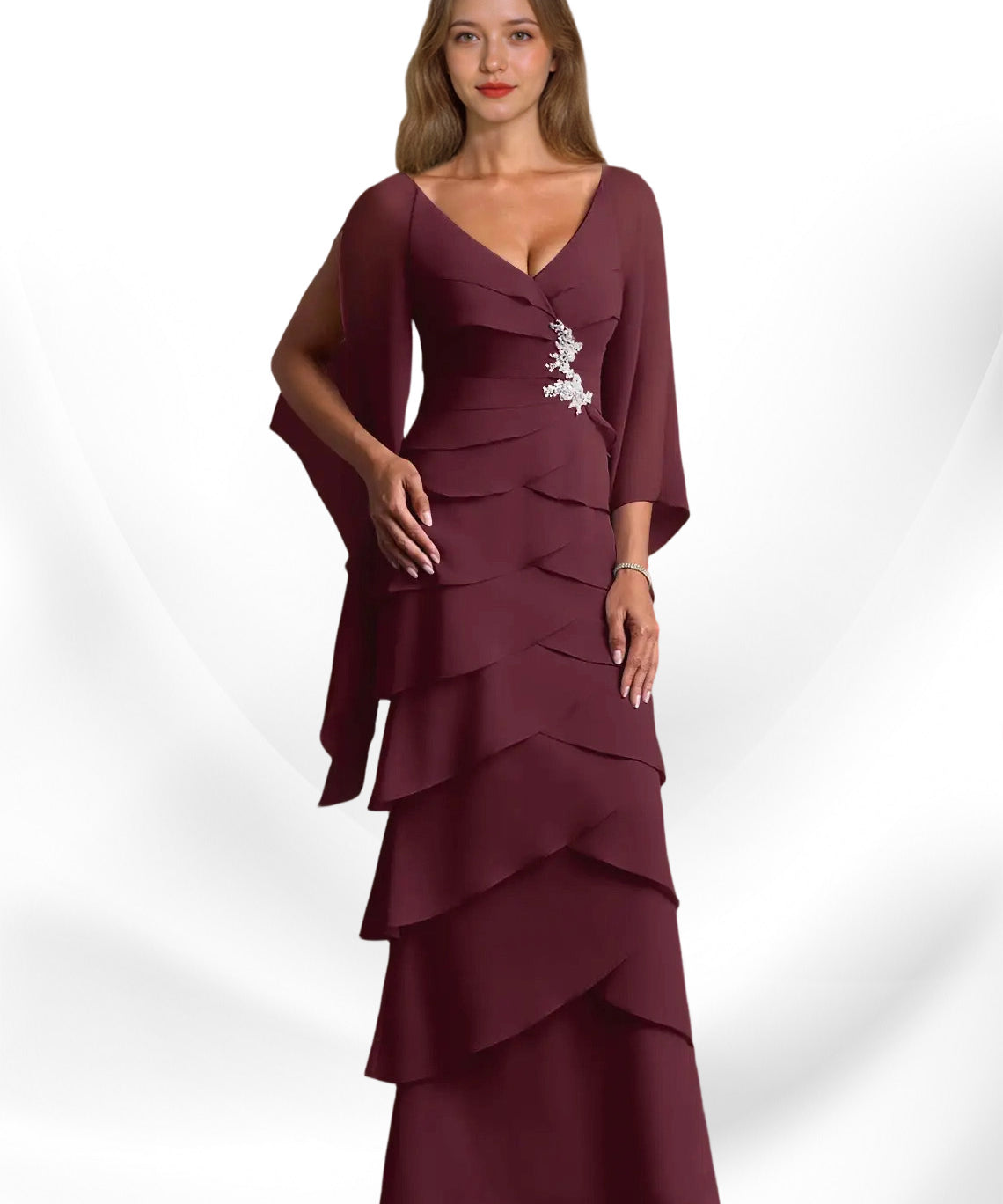 Augday Arabinda Sheath Ruched Chiffon Dress