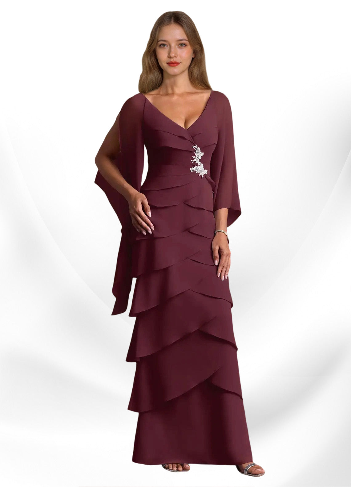 Augday Arabinda Sheath Ruched Chiffon Dress