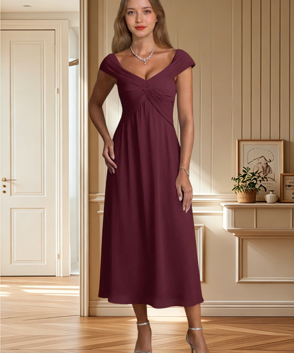 Augday Mirta A-Line Pleated Floral Burnout Dress