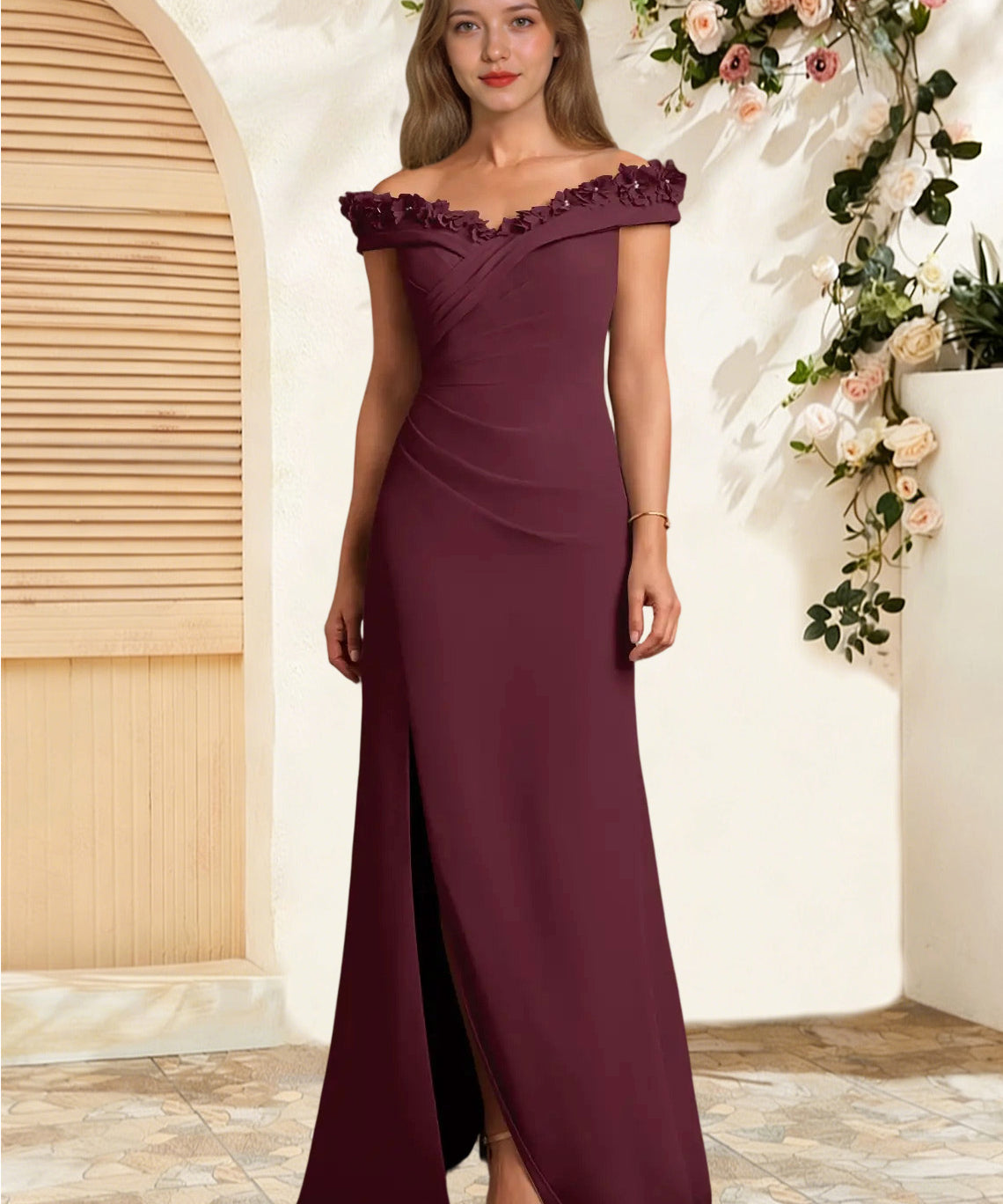 Augday Jettie Sheath Pleated Chiffon Dress