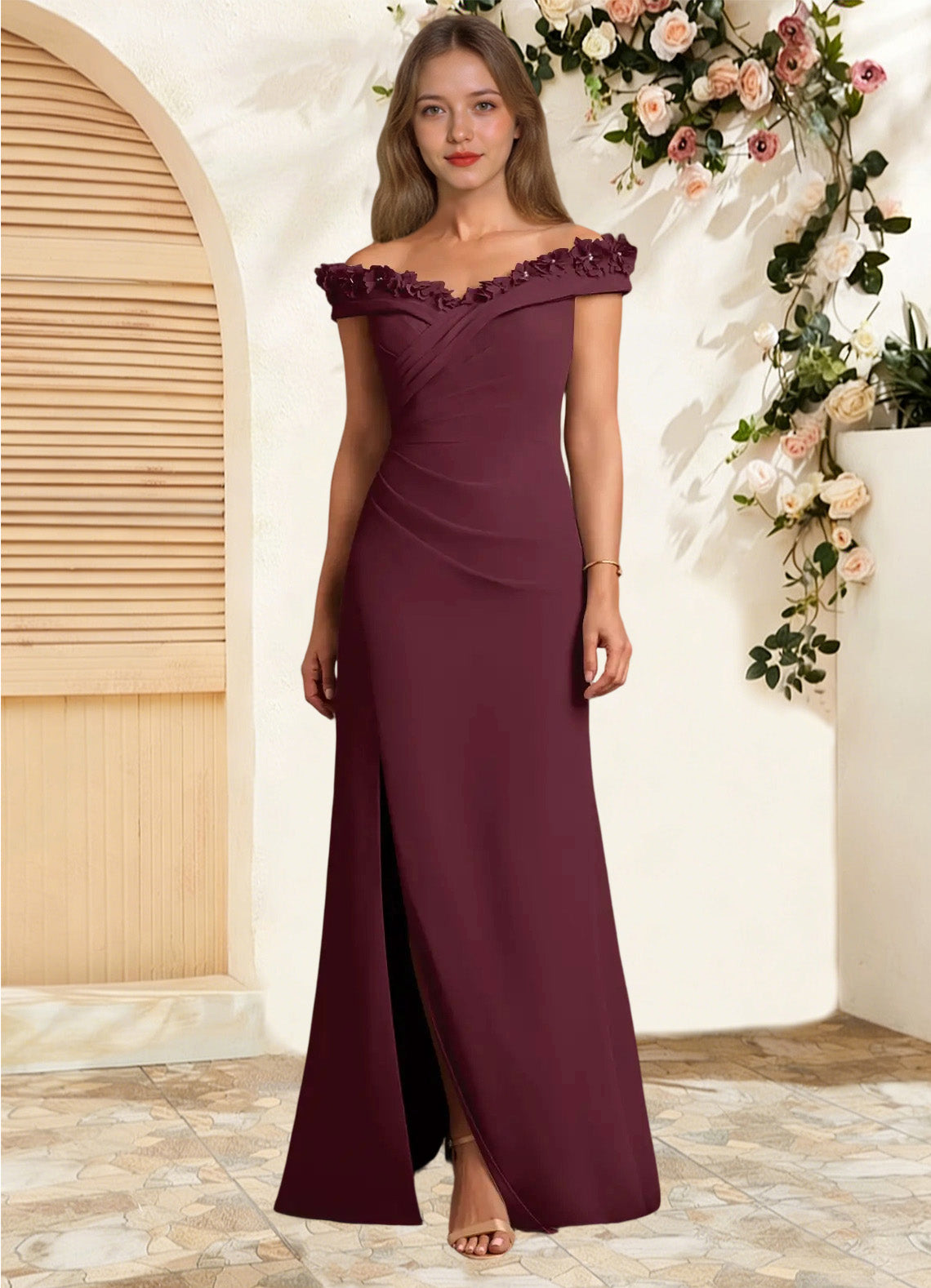 Augday Jettie Sheath Pleated Chiffon Dress