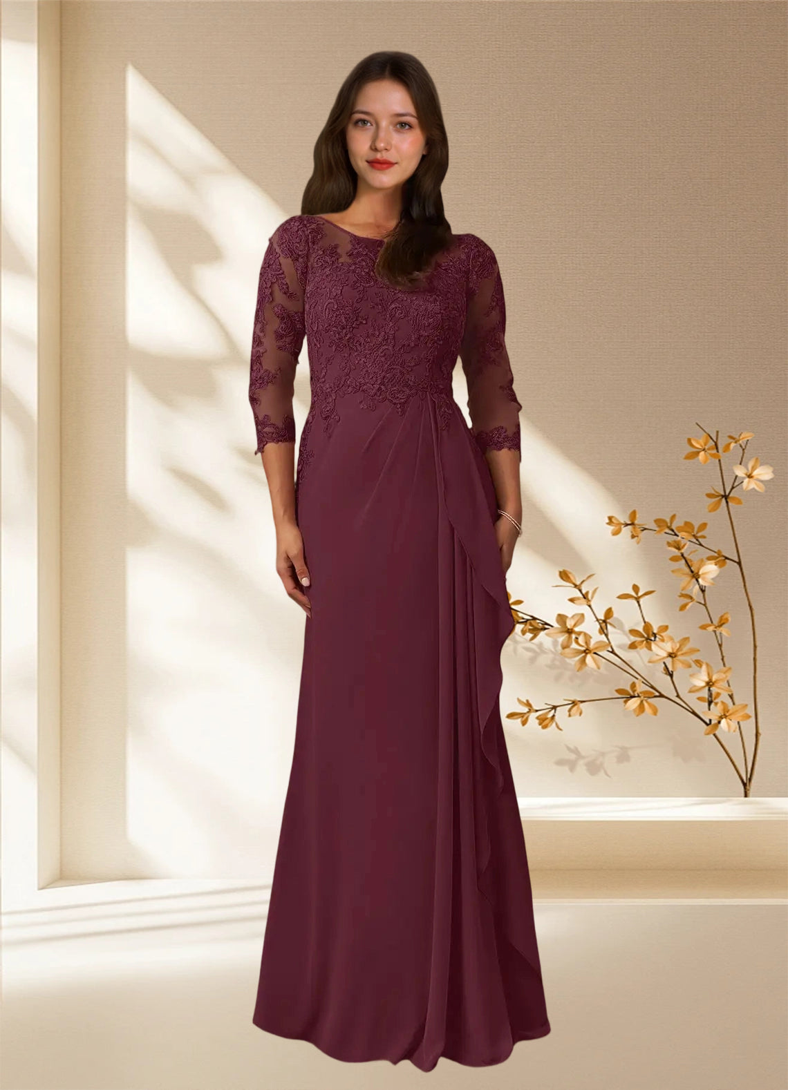 Augday Calanthe A-Line Scoop Chiffon Dress
