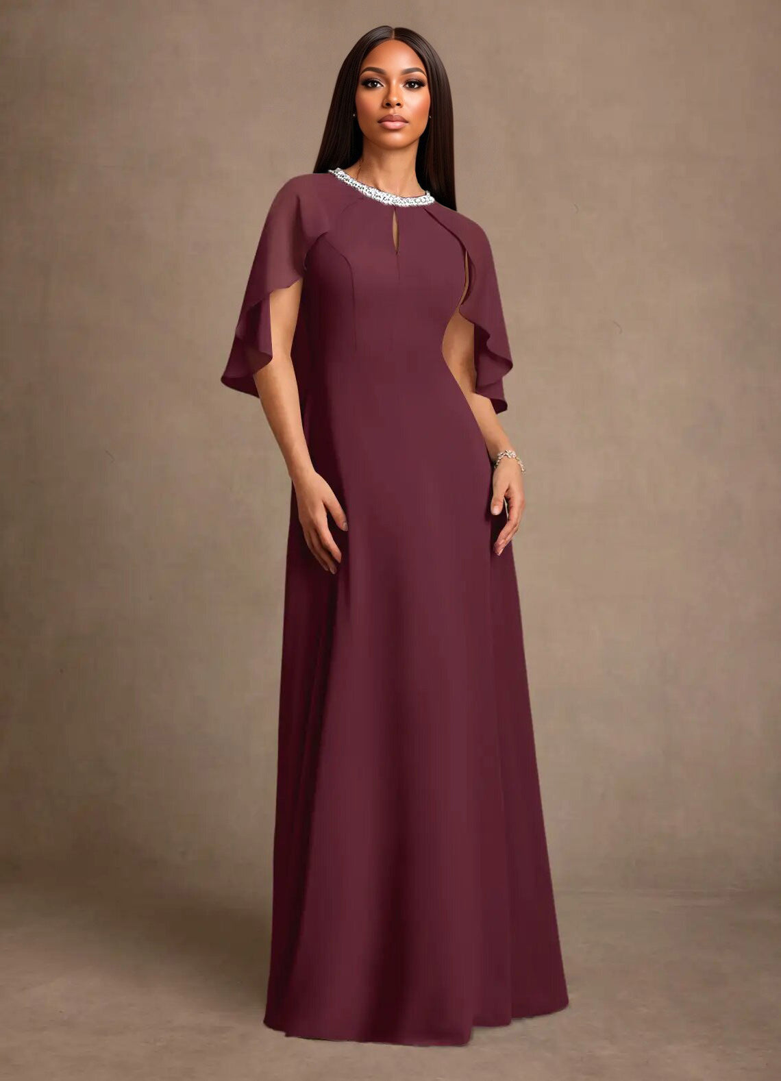 Augday Winnifred A-Line Beaded Chiffon Dress