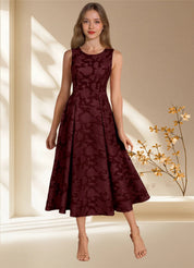 Augday Fulton A-Line Pleated Floral Burnout Dress