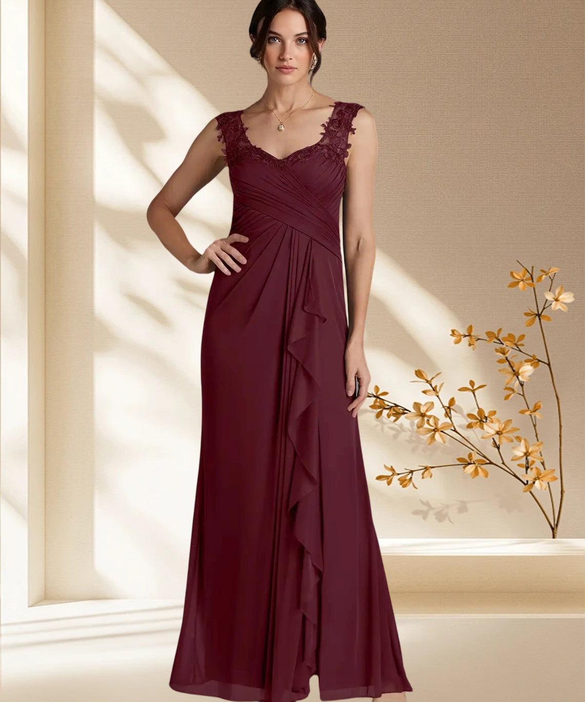 Augday Edelin A-Line Sweetheart Neckline Pleated Mesh Dress