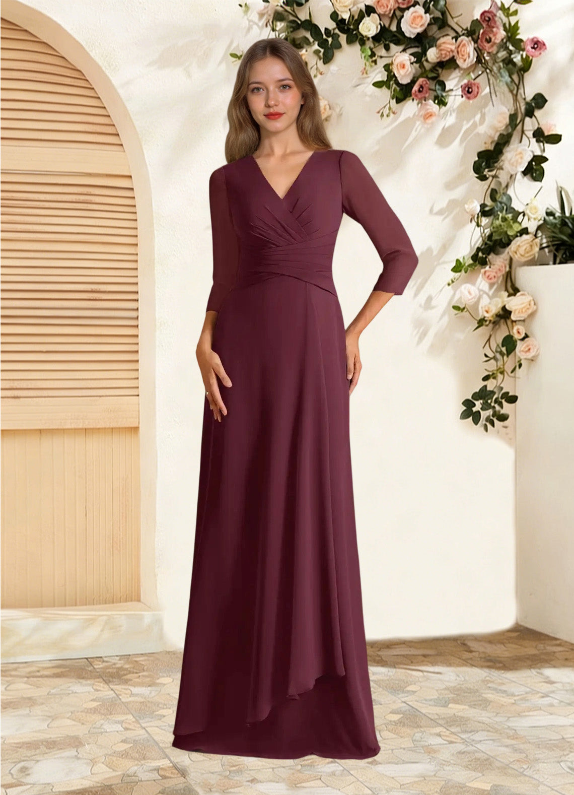 Augday Mayfield A-Line Pleated Chiffon Dress