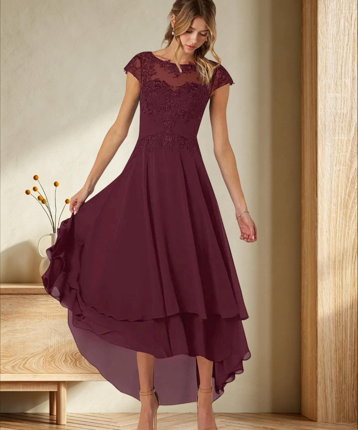 Augday Shonda Lace Chiffon Dress