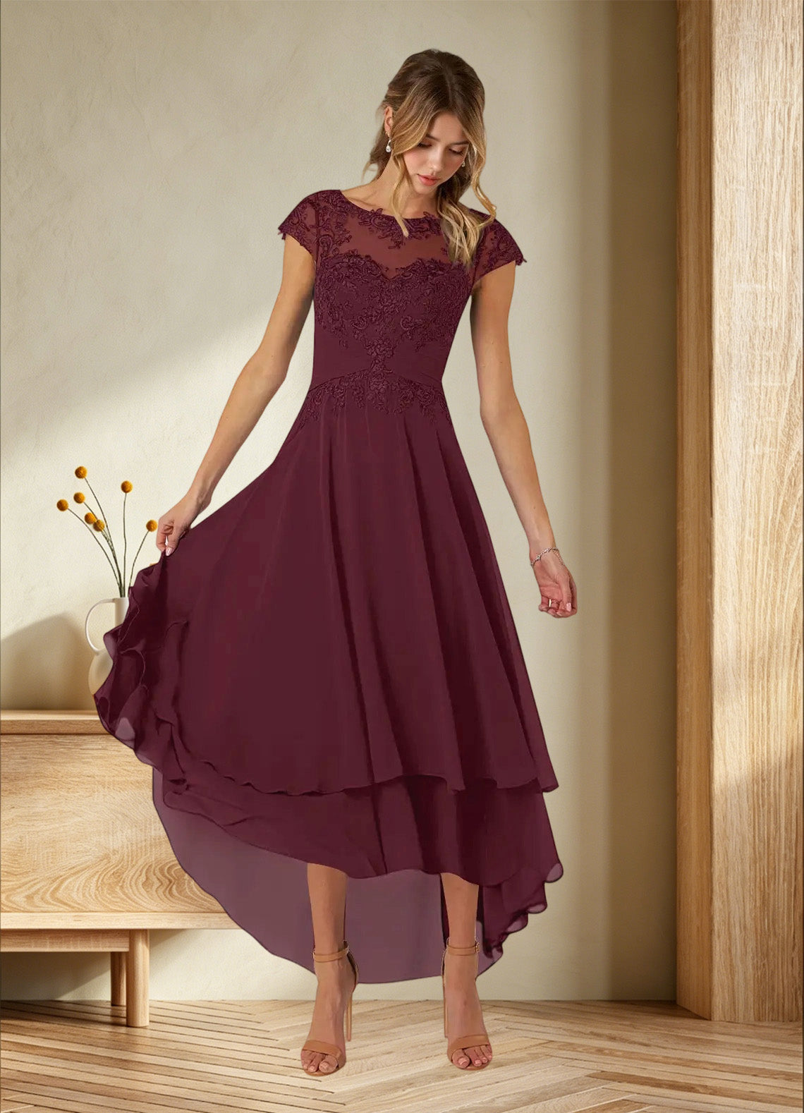 Augday Shonda Lace Chiffon Dress