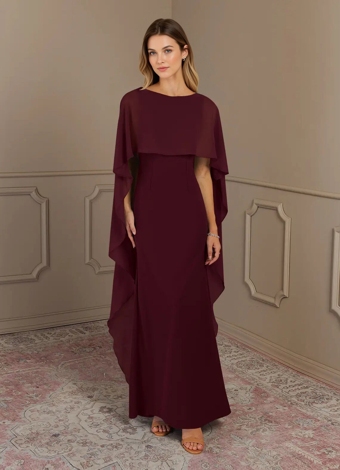 Augday Sheath Scoop Stretch Crepe Dress