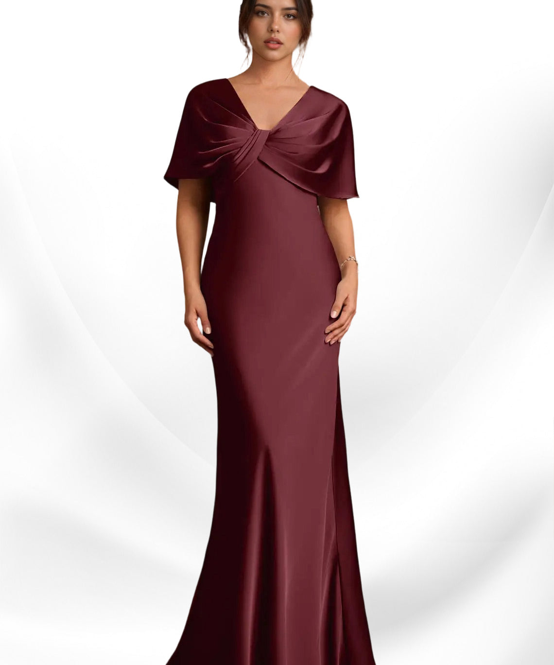 Augday Dosia Sheath Pleated Stretch Satin Dress