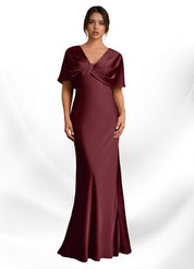 Augday Dosia Sheath Pleated Stretch Satin Dress