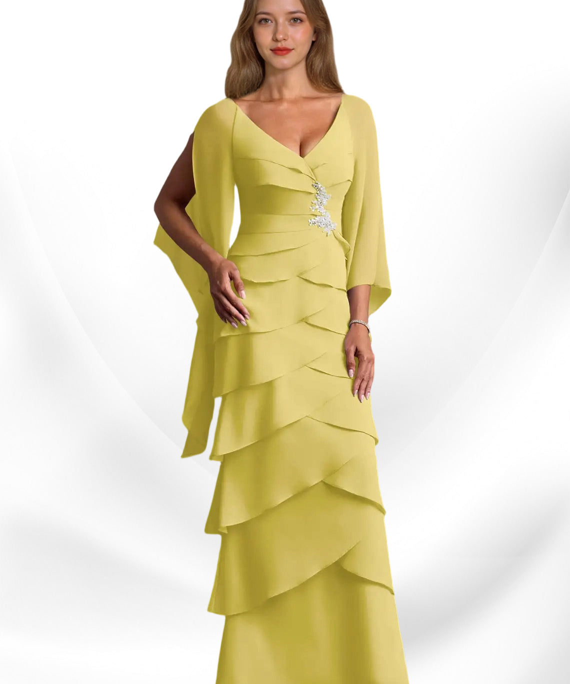 Augday Arabinda Sheath Ruched Chiffon Dress