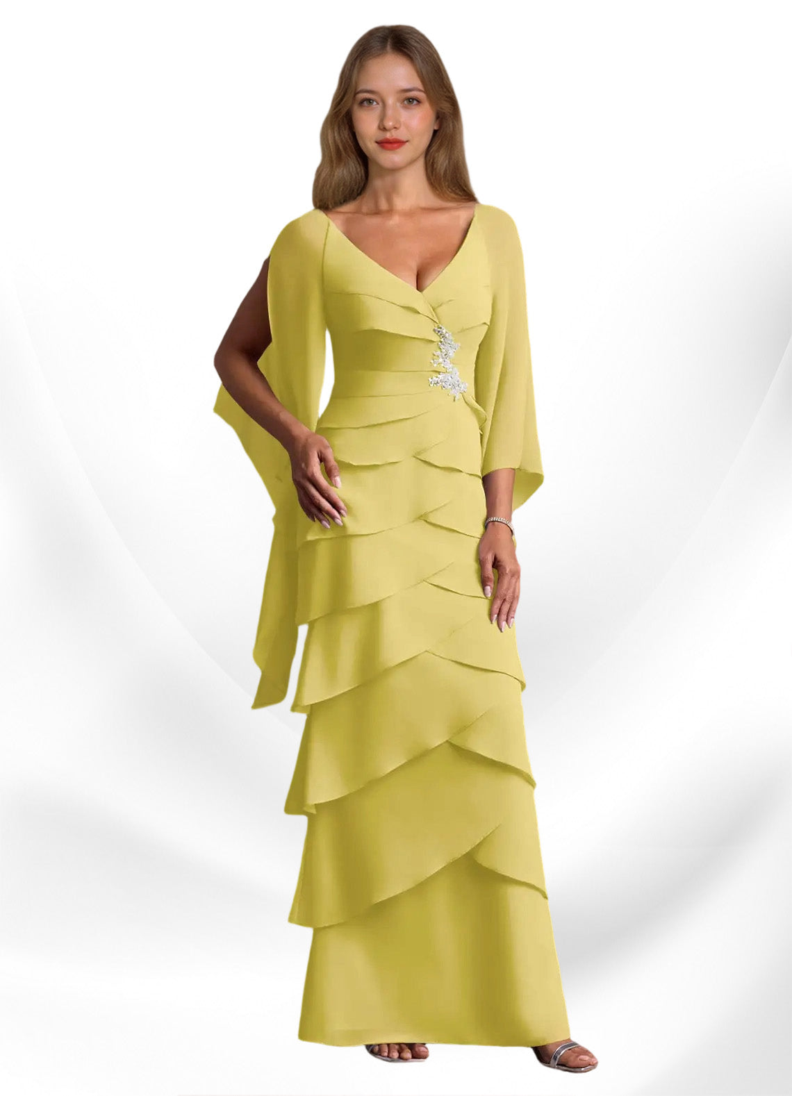 Augday Arabinda Sheath Ruched Chiffon Dress