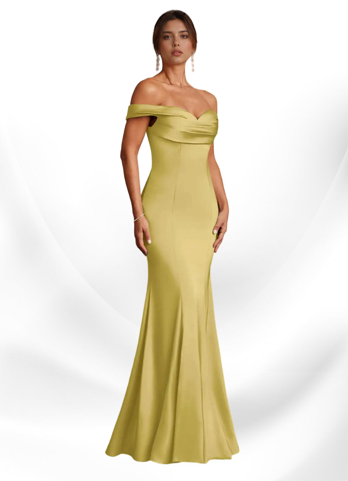 Augday  Mermaid Off the Shoulder Stretch Satin Dress