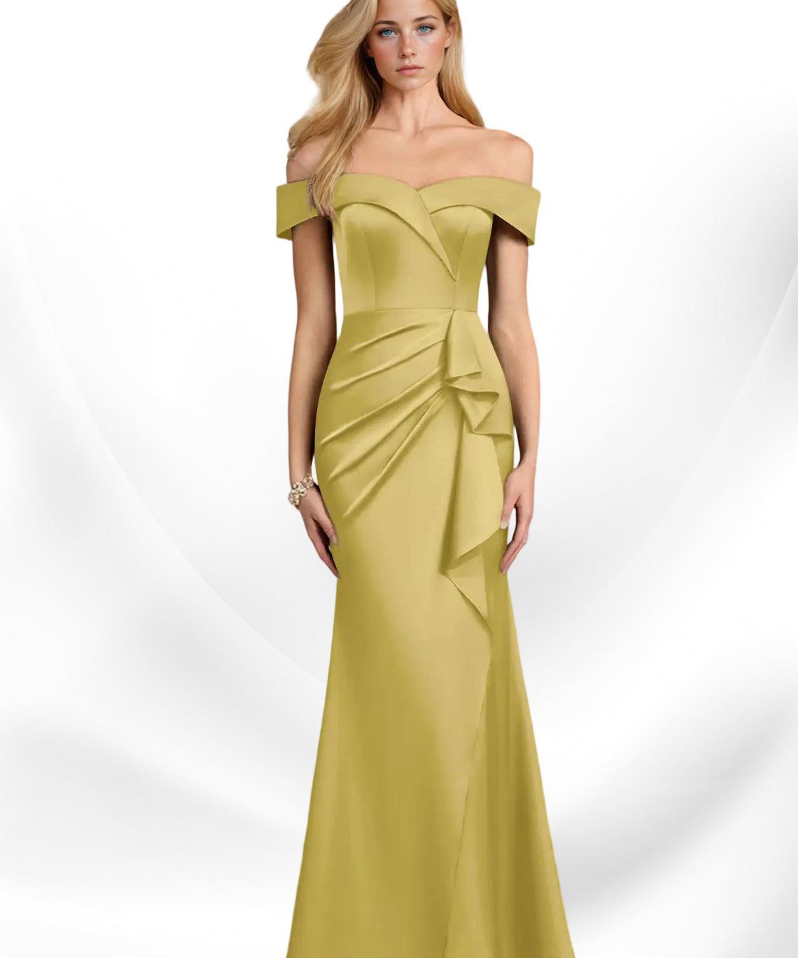 Augday Laredo Mermaid Off the Shoulder Stretch Satin Dress